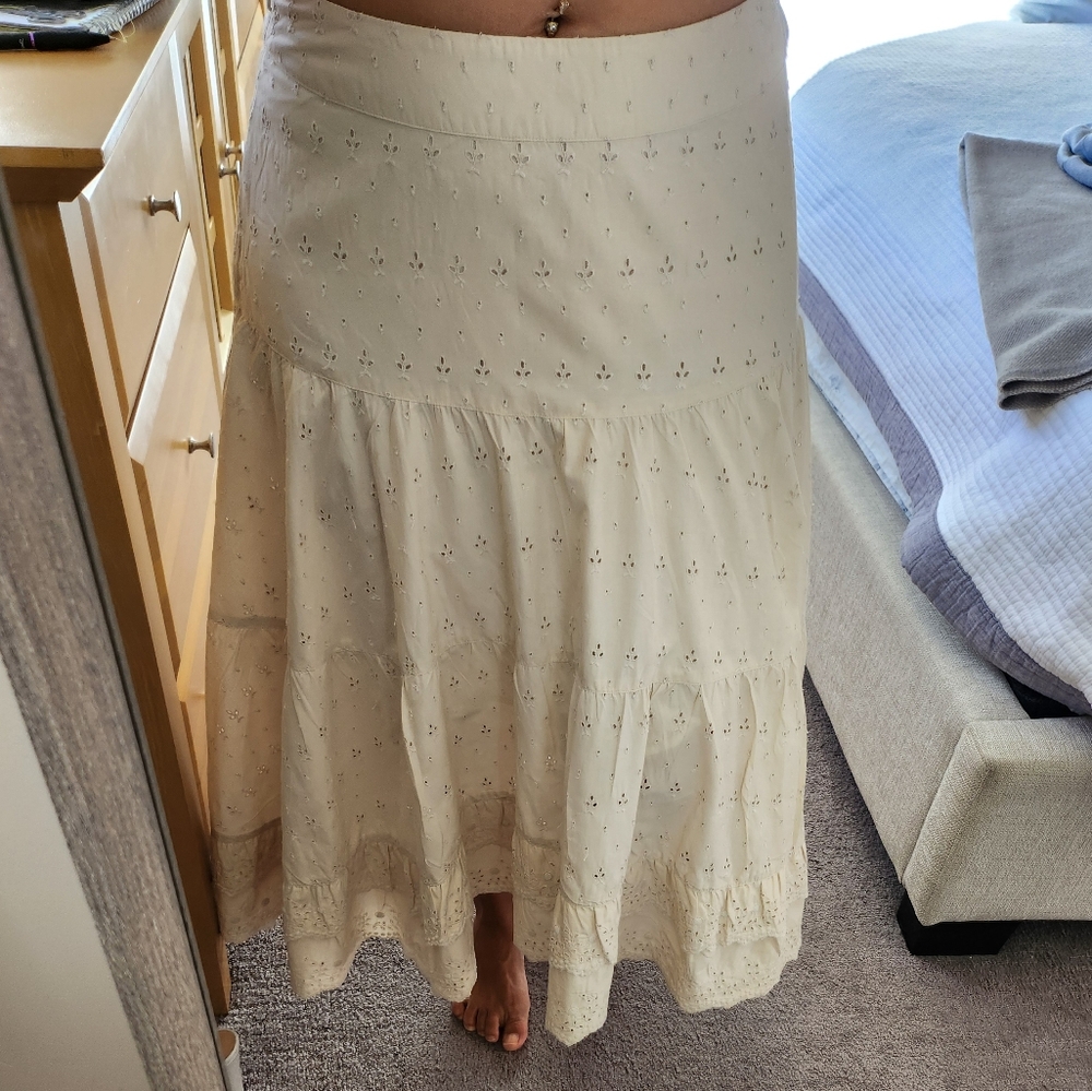 Cotton Tan Midi Skirt